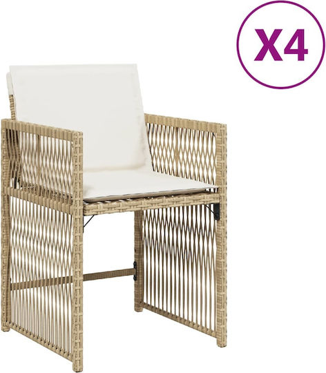 Градински Столове Бежови 4 Бройки 45.5x38x38см