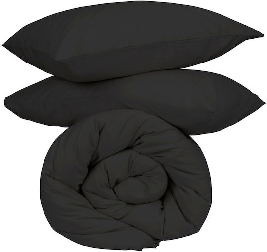 Sunshine Παπλωματοθήκη Βαμβακερή Διπλή 200x250 Cotton Feelings 111 Black