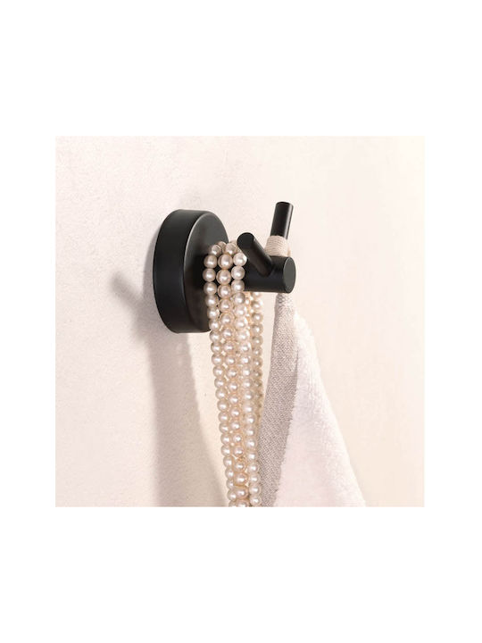 Karag Uno Double Wall-Mounted Bathroom Hook ​6x6cm Black 120255
