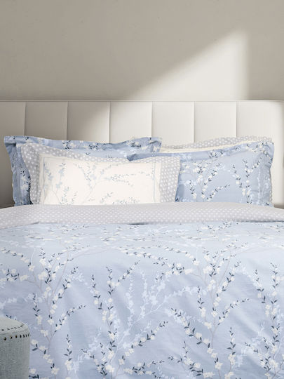 Nima Duvet Cover Set Cotton Single with Pillowcase 160x240 Inverno Blue