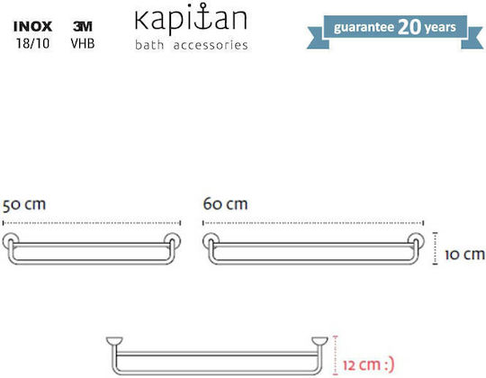 Kapitan Single Wall-Mounted Bathroom Rail ​50x50cm Inox Black