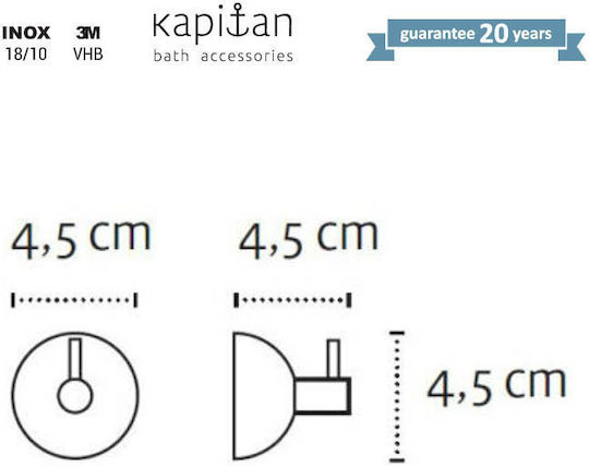 Kapitan Haken Badezimmer Einzeln Schrauben ​4.5x4.5cm Inox Silber