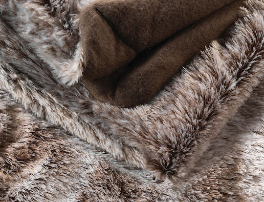 Douceur d'Intérieur Pelzige Decke Couch 125x150cm Beigefarbe