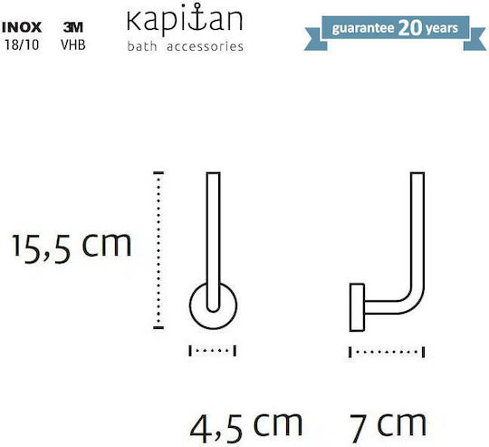 Kapitan Стенен Метален Държач За Хартия Черен