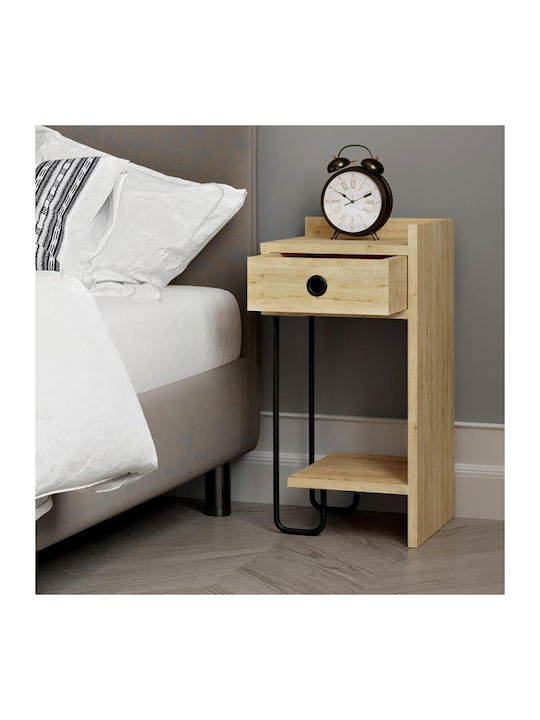 Sirius Bedside Table Wooden Natural Beech 32x30x61cm