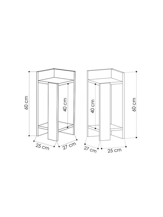 Bedside Tables Elos Wooden Brown 2 Pieces 25x27x60cm