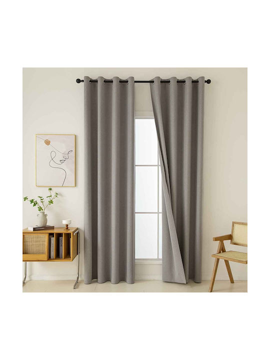Curtain with Eyelets 140x270 Black Out Beauty Home Total 8446 Beige 100% Polyester