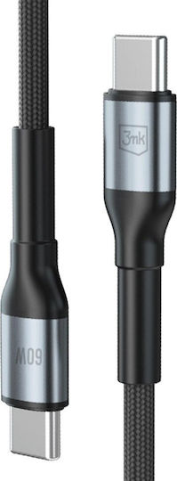 3MK USB 2.0 Cable USB-C male - USB-C 60W PD Μαύρο 2m