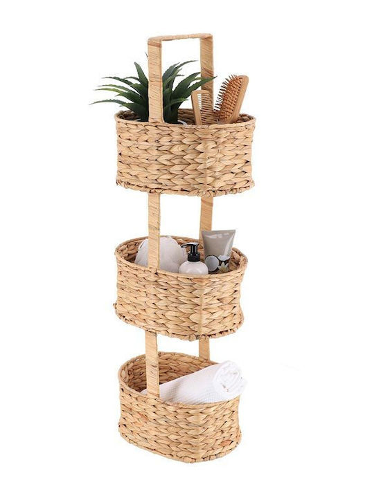Floor Bathroom Shelf Wooden 23x30x90cm Beige