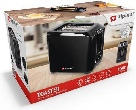 Alpina Appliances Тостер Двуместна 700W Черен
