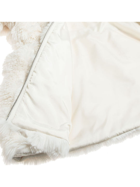 Kids' Fur with Hood Ecru