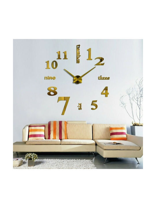 Factory 3D Wanduhr Aufkleber Kunststoff Gold 33x17cm