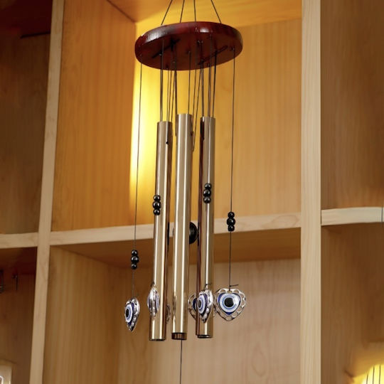 Pufo Wind Chime 5 Metal Sound Tubes Home Garden Fatima's Heart Model Gold