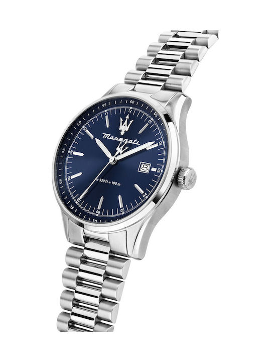 Maserati Ανδρικό Ρολόι 42mm Μπαταρίας με Ασημί Μεταλλικό Μπρασελέ