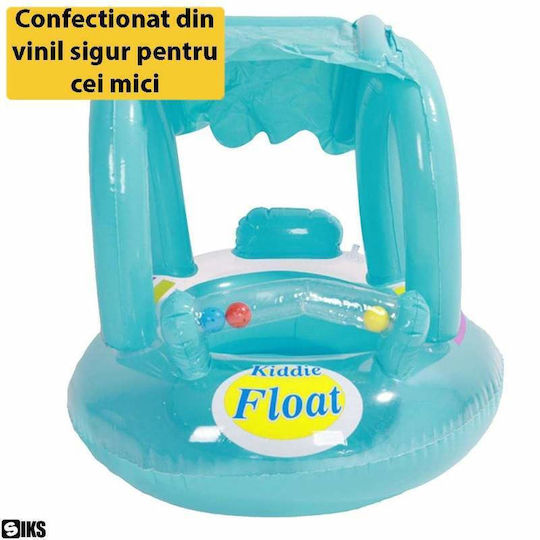 Siks Colac Gonflabil Pentru Bebeluși Cu Copertină Funcție Anti-răsturnare Inel De Înot Diametru 62 Cm Înălțime 66 Cm Albastru