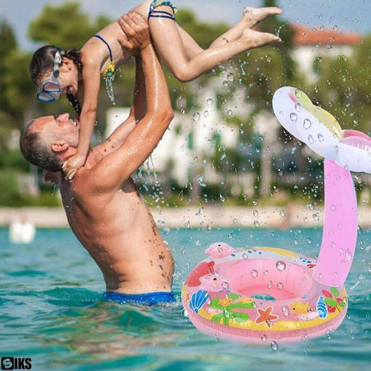 Colac Gonflabil Pentru Copii Bebelusi Siks Parasolar Protectie Podea Inel Piscina Diametru 70 Cm X 80 Inaltime Coada Sirena Stil Umbrela Multicolor Roz