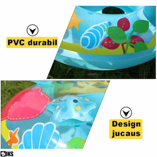 Inel Gonflabil De Înot Pentru Bebeluși Copii Siks Parasolar De Protecție Podea Inel Piscină Dimensiune 70 Cm X 80 Înălțime Coada Sirenei Stil Umbrelă Albastru