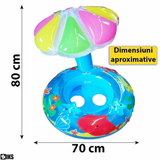 Inel Gonflabil De Înot Pentru Bebeluși Copii Siks Parasolar De Protecție Podea Inel Piscină Dimensiune 70 Cm X 80 Înălțime Coada Sirenei Stil Umbrelă Albastru