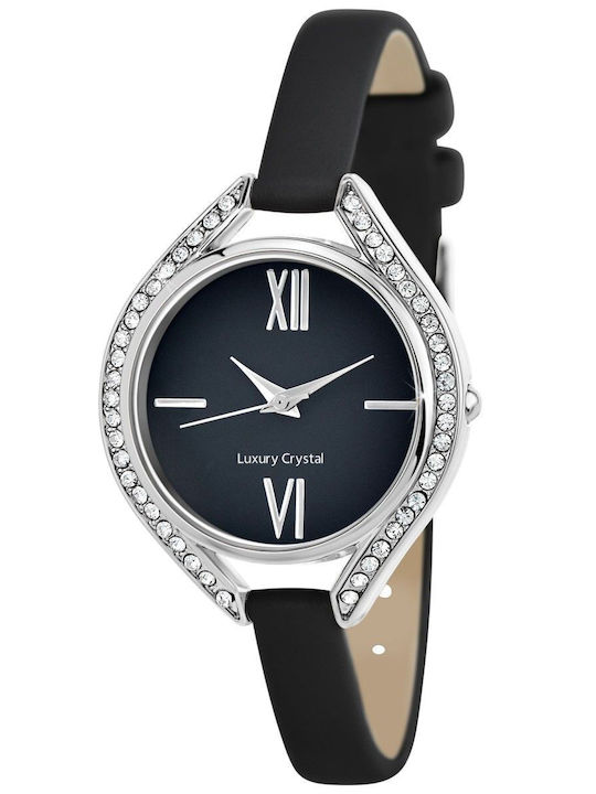 So Charm Γυναικείο Ρολόι 34mm Μπαταρίας με Μαύρο Δερμάτινο Λουράκι