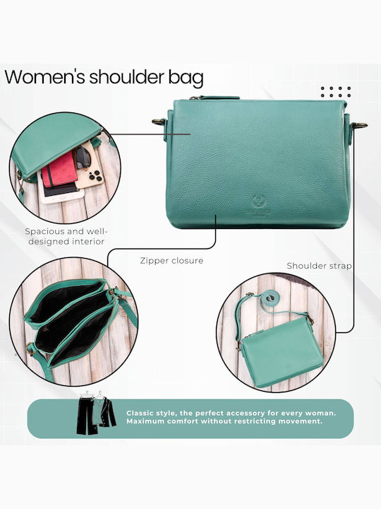 Leather Women's Bag Shoulder Turquoise