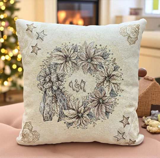 Linea Home Christmas Decorative Square Pillowcase Beige 45x45cm