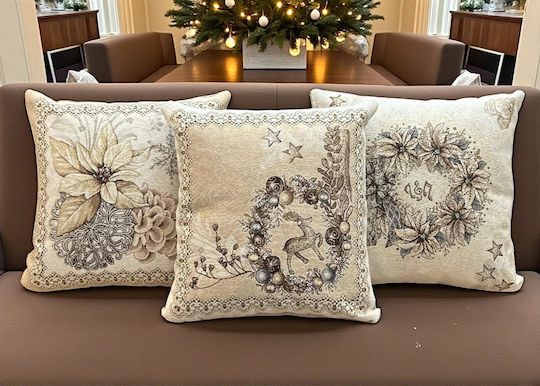 Linea Home Christmas Decorative Square Pillowcase Beige 45x45cm
