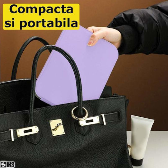 Makeup Mirror Purse with Light 23x17cm Purple