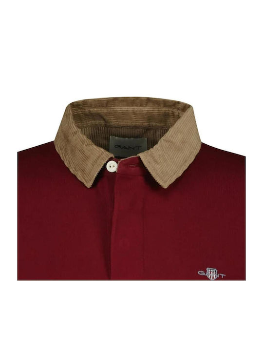 Herrenblusen Langarm Polo Rot