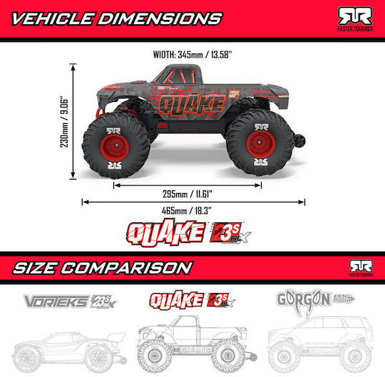 Arrma 1/10 Quake 223s Dsc 2WD RTR Brushless Monster Truck Green Without Battery Charger Ara3537t2 Arrma