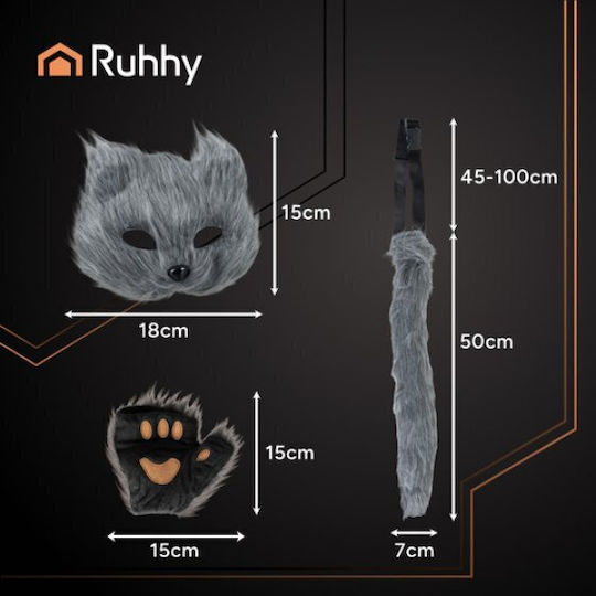 Ruhhy 4-teiliger Katzen-Fuchs-Kostüm Grau 26247 18620-0