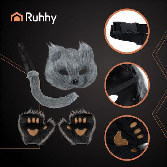Ruhhy 4-teiliger Katzen-Fuchs-Kostüm Grau 26247 18620-0