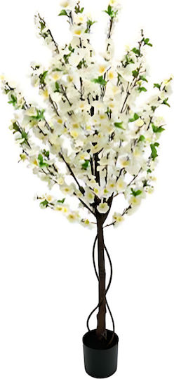 Artificial Decorative Plant Blooming Almond Tree 1.6m Potted Plant White Flowers