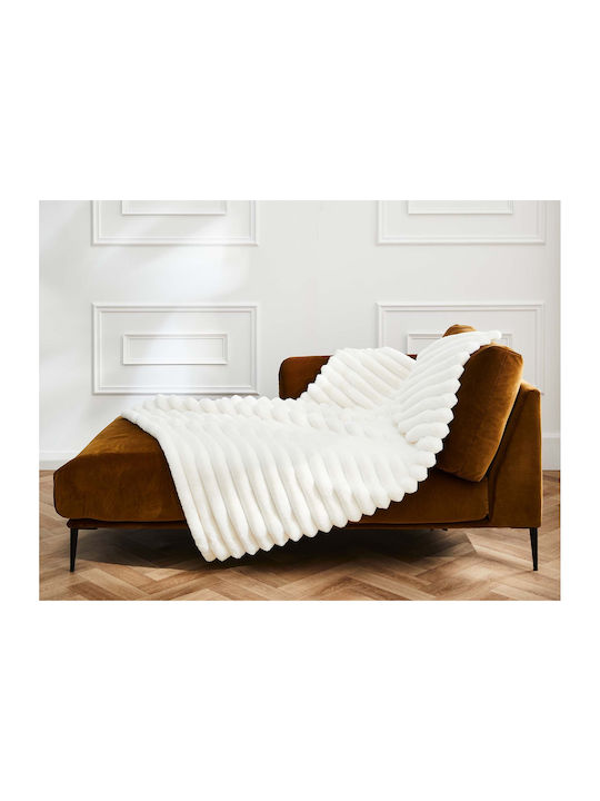 Douceur d'Intérieur Κουβέρτα Fleece Ημίδιπλη 180x220εκ. White