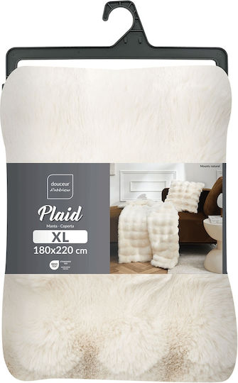 Douceur d'Intérieur Κουβέρτα Fleece Ημίδιπλη 180x220εκ. White