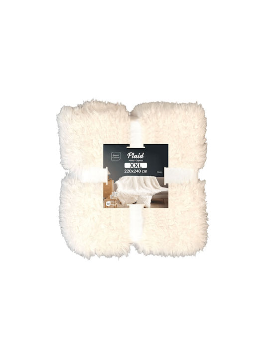Douceur d'Intérieur Pătură Fleece Supredublă 220x240 cm Albă