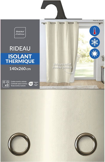 Douceur d'Intérieur Perdea de Întunecare de Fereastră cu Capse Bej 140x260cm