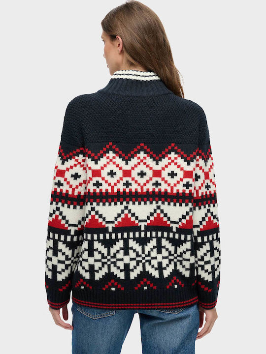 Damen Pullover mit Reißverschluss Navy