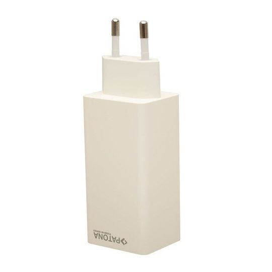 Patona Charger Without Cable GaN with USB-A Port and 2 USB-C Ports 65W Power Delivery / Quick Charge 3.0 Whites (2647)