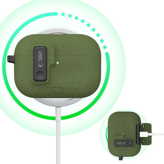 Tech-Protect Slim Hook Hülle Kunststoff mit Haken in Grün Farbe für Apple AirPods Pro 3