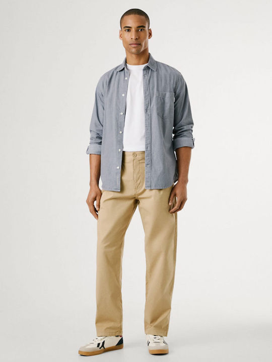 Long-sleeved Denim Shirt Gray