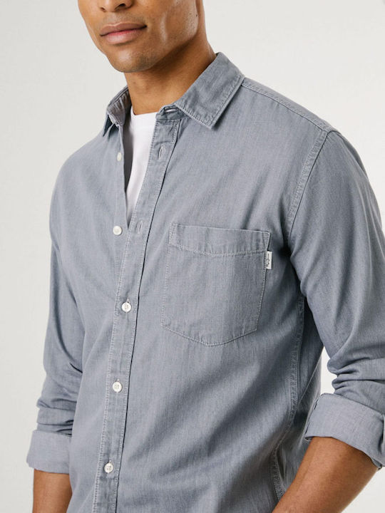 Long-sleeved Denim Shirt Gray