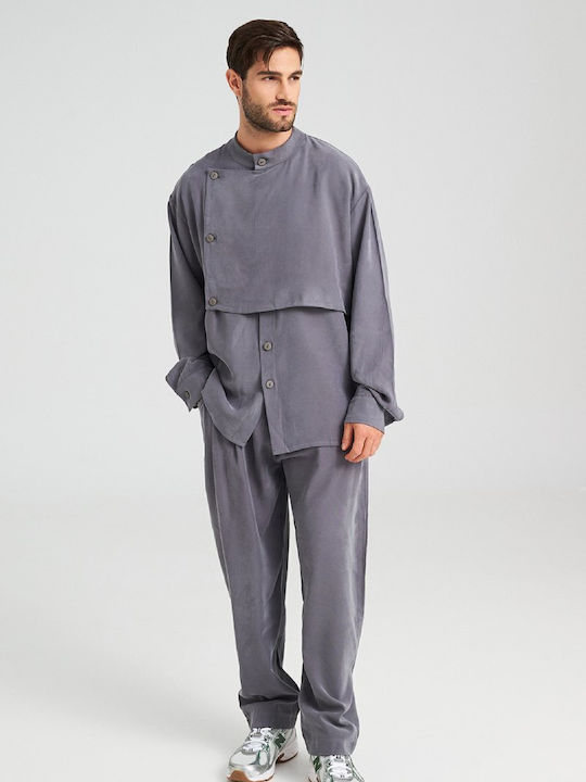 Long-sleeved Shirt in Wide Line Grey