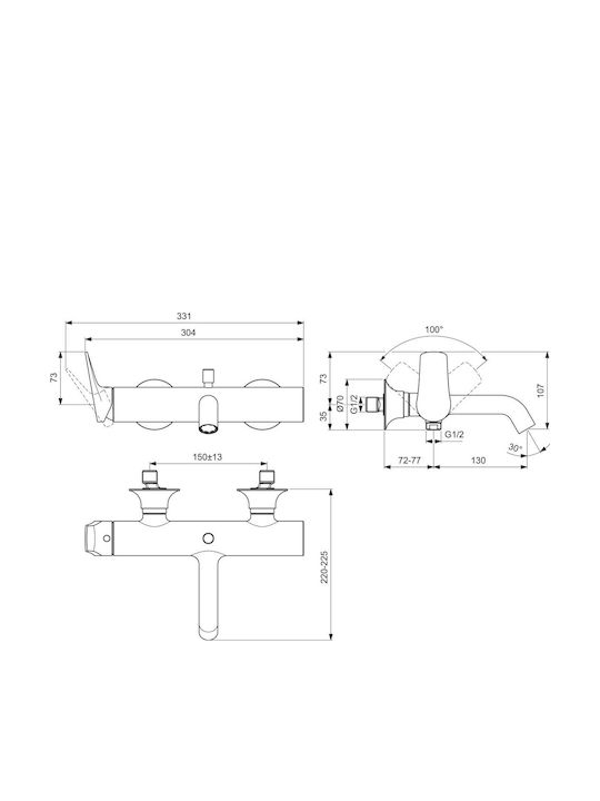 Ideal Standard La Dolce Vita Mixing Bathtub Shower Faucet Silver