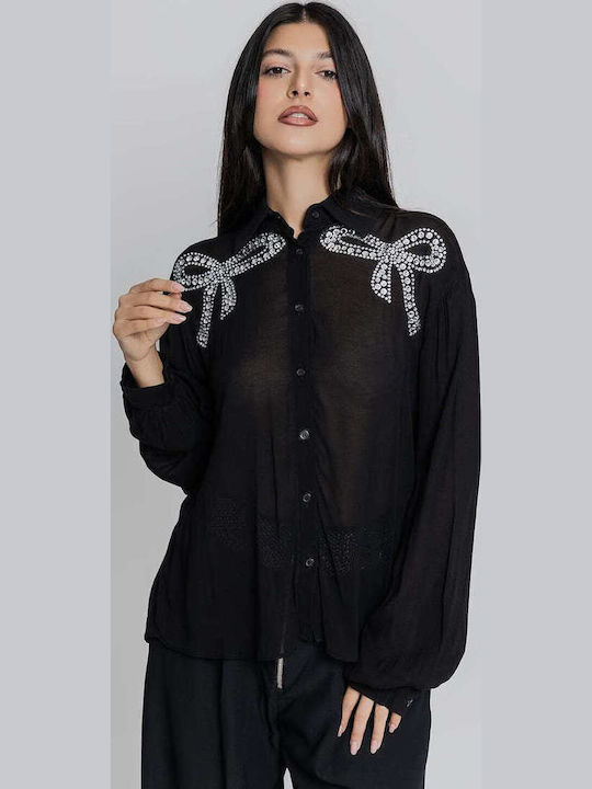 Mânecă lungă Femei Cămașă Black