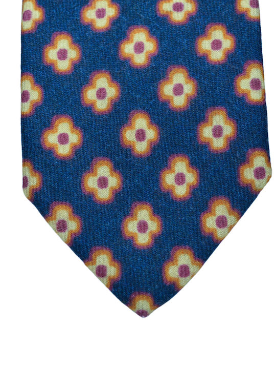 Zaza Herren Krawatte Wolle Gestrickt Gedruckt in Blau Farbe