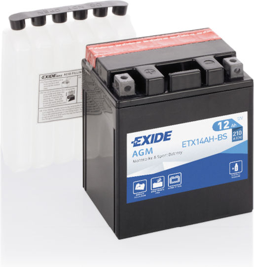 Exide AGM Мотоциклетна батерия YTX14AH-BS 200Спецификация с капацитет 12Ах