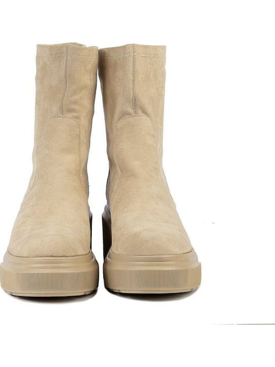Wildleder Stiefeletten Damen Beige