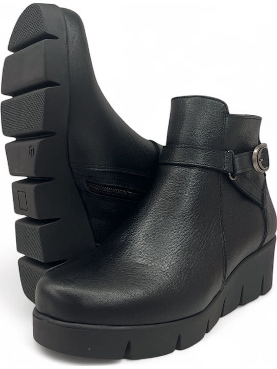 Ghete Dama De Piele Cu Platformă Negre
