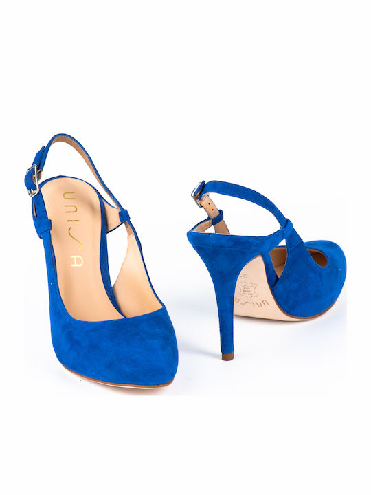 Suede Pointed Toe Blue High Heels