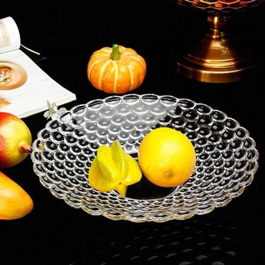 Serving Bowl Round Glass Transparent with Diameter 24cm